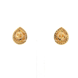 Jewelove™ Earrings Natural Fancy Color Yellow Diamond  Pear Shape Double Halo 18K Gold Earrings  JL AU 336Y