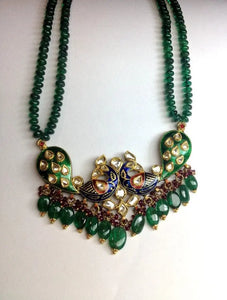 Nature inspired peacock tanmaniya pendant set by Suranas Jewelove - Suranas Jewelove
