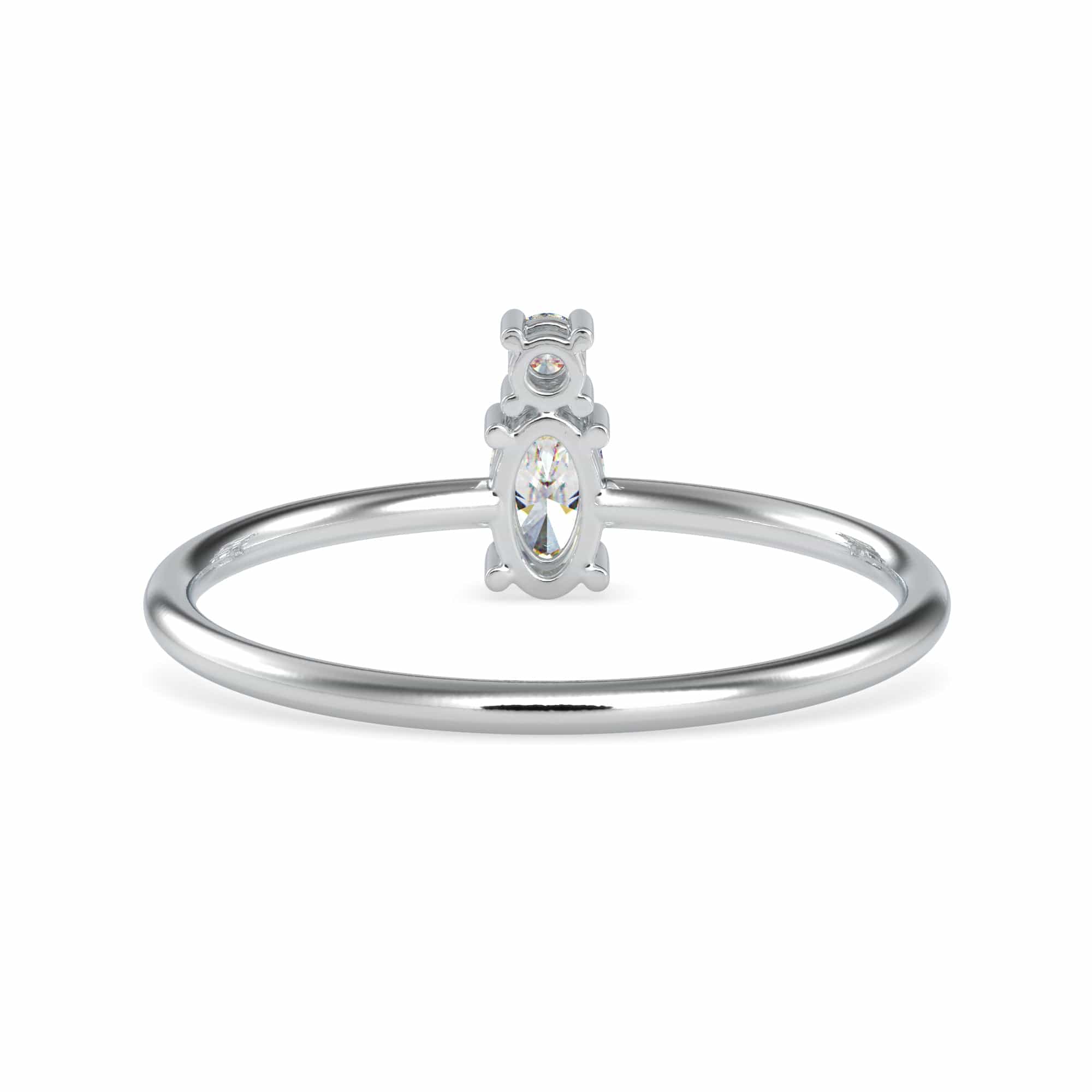 Jewelove™ Rings VS I / Women's Band only Oval Cut Solitaire with Round Brilliant Cut Diamond Platinum Ring JL PT 0666