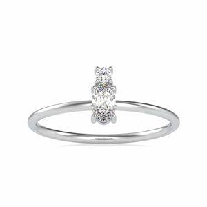 Jewelove™ Rings VS I / Women's Band only Oval Cut Solitaire with Round Brilliant Cut Diamond Platinum Ring JL PT 0666