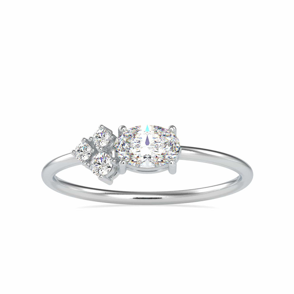 Jewelove™ Rings VS I / Women's Band only Oval Cut Solitaire with Round Brilliant Cut Diamond Platinum Ring JL PT 0687