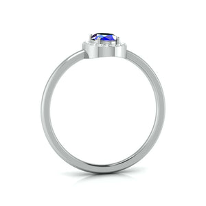 Jewelove™ Rings Oval Shape Blue Sapphire Platinum Diamond Engagement Ring JL PT LR 7027