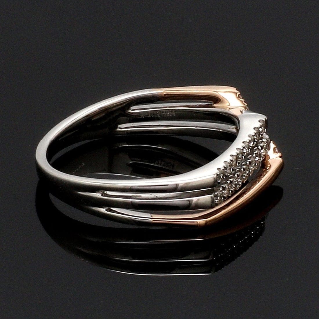 Jewelove™ Rings Parallel Paths Platinum Couple Rings with Rose Gold & Diamonds JL PT 966