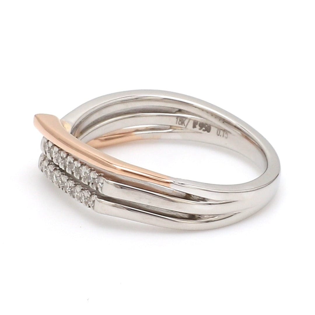 Jewelove™ Rings Parallel Paths Platinum Couple Rings with Rose Gold & Diamonds JL PT 966