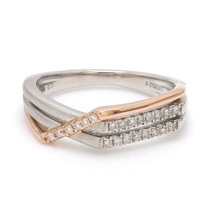 Jewelove™ Rings Parallel Paths Platinum Couple Rings with Rose Gold & Diamonds JL PT 966