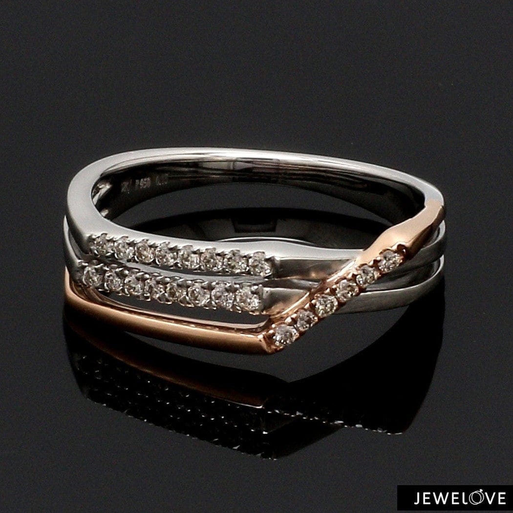 Jewelove™ Rings Parallel Paths Platinum Couple Rings with Rose Gold & Diamonds JL PT 966