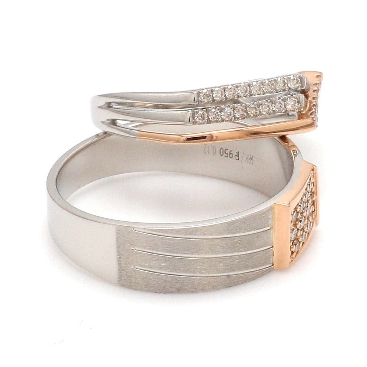 Jewelove™ Rings Parallel Paths Platinum Couple Rings with Rose Gold & Diamonds JL PT 966