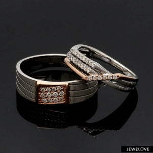 Jewelove™ Rings Parallel Paths Platinum Couple Rings with Rose Gold & Diamonds JL PT 966