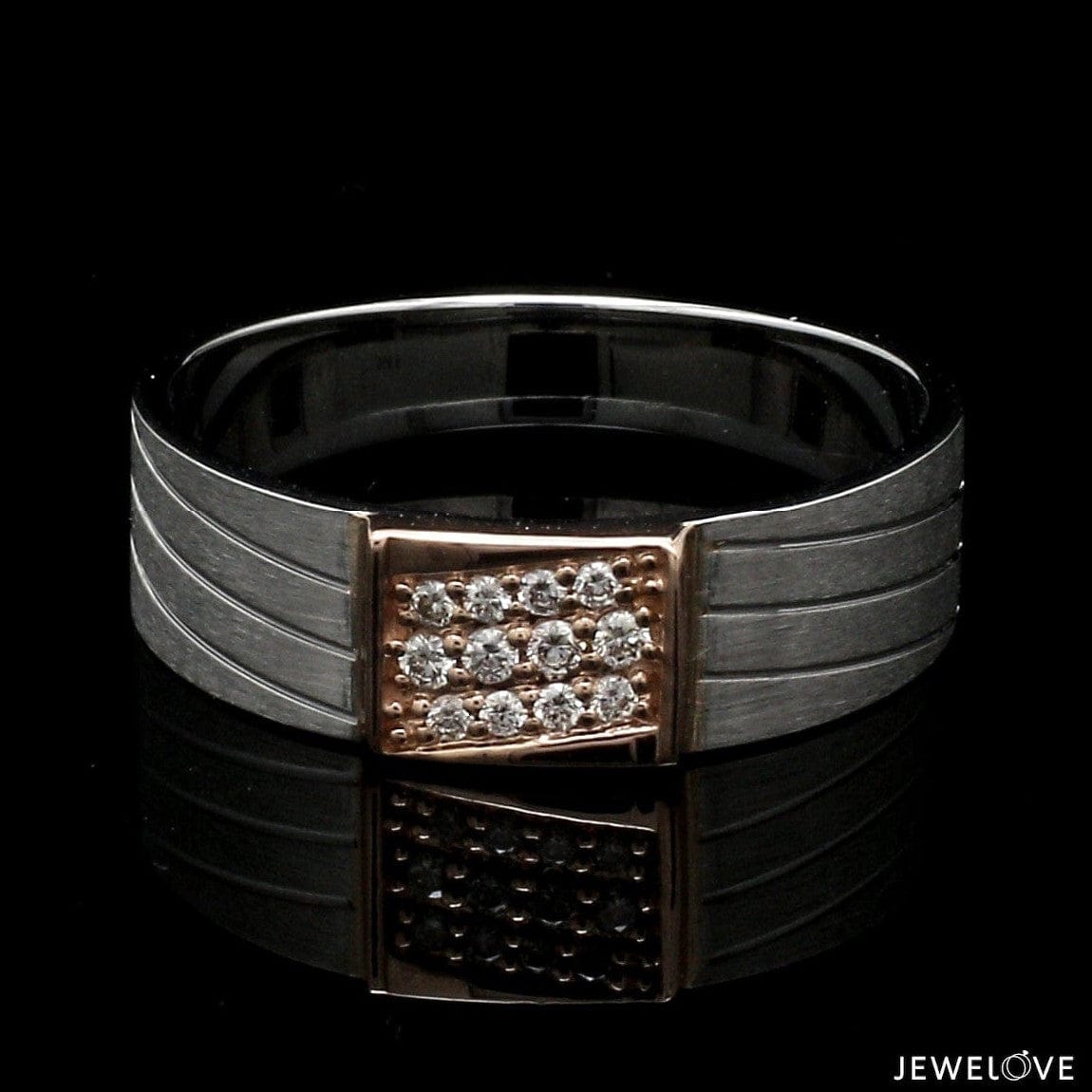 Jewelove™ Rings Parallel Paths Platinum Couple Rings with Rose Gold & Diamonds JL PT 966