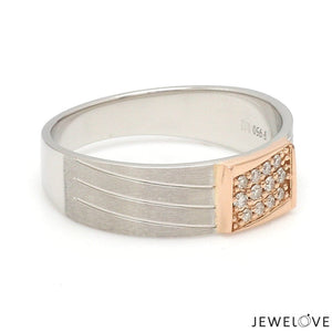 Jewelove™ Rings Parallel Paths Platinum Couple Rings with Rose Gold & Diamonds JL PT 966