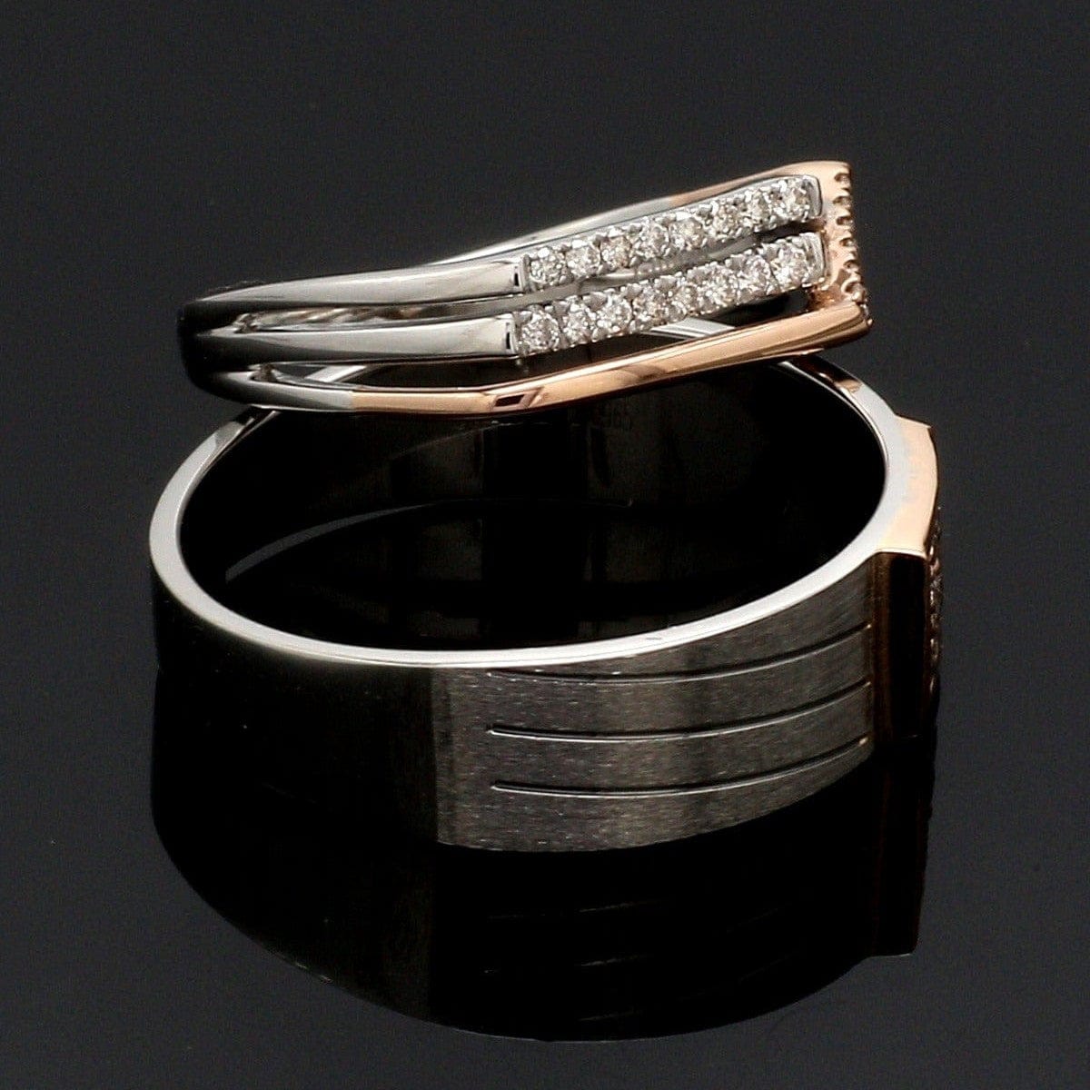 Jewelove™ Rings Parallel Paths Platinum Couple Rings with Rose Gold & Diamonds JL PT 966