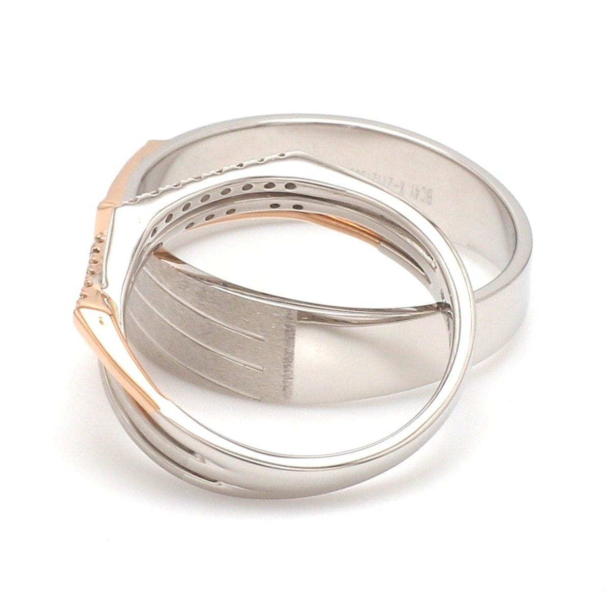 Jewelove™ Rings Parallel Paths Platinum Couple Rings with Rose Gold & Diamonds JL PT 966