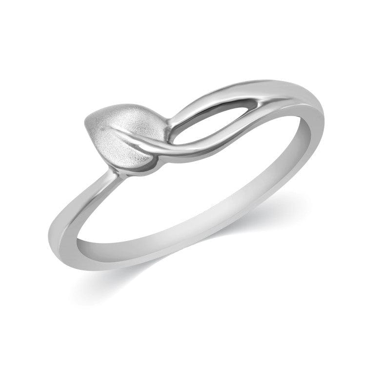 Jewelove™ Rings Women's Band Only Plain Platinum Leaf Ring for Women JL PT 334