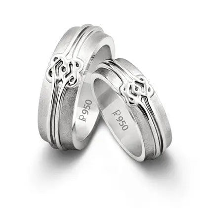 Plain Platinum Love Bands with Celtic Knots SJ PTO 203 - Suranas Jewelove
