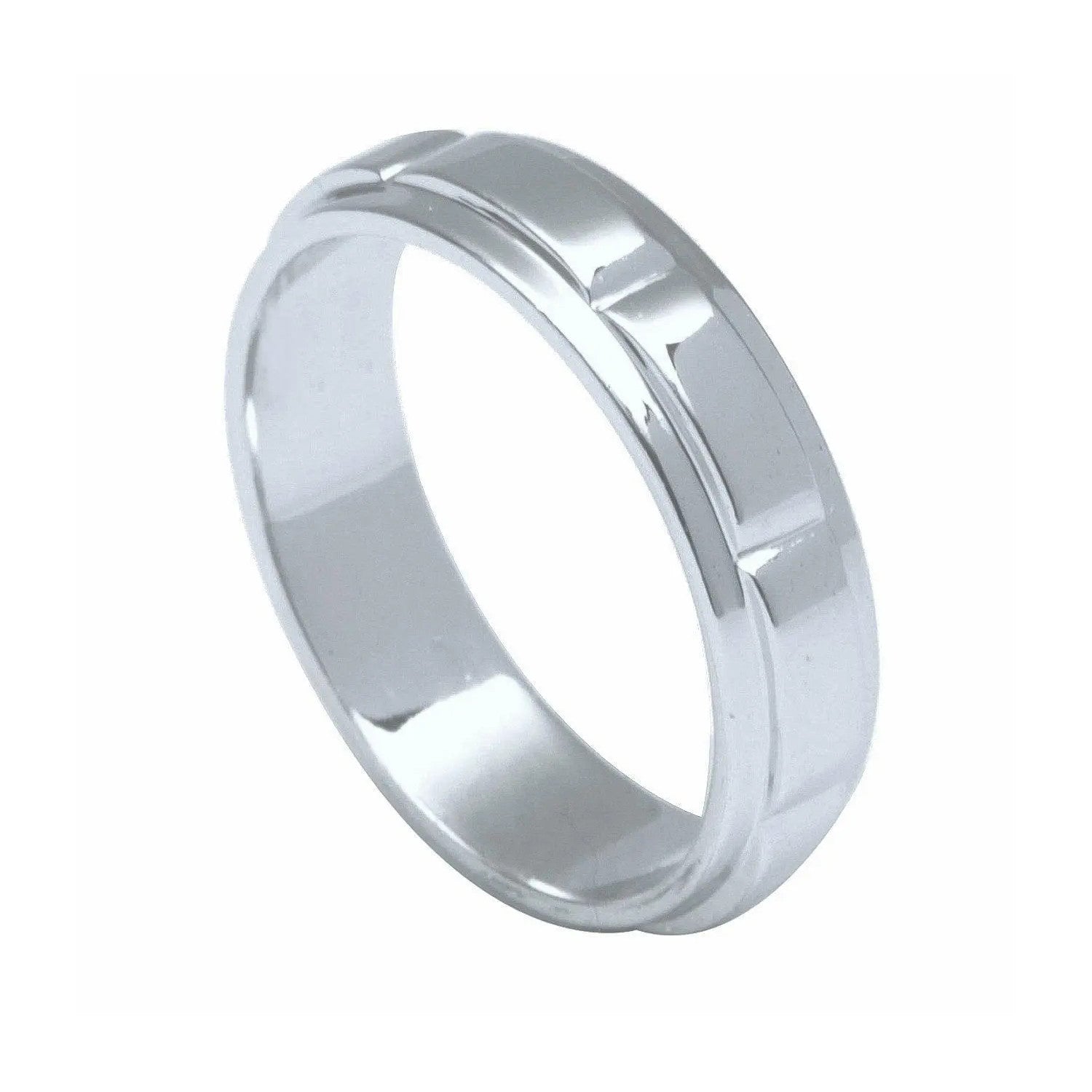 Jewelove™ Rings Men's Band only Plain Platinum Ring for Men with Raised Sections JL PT 494