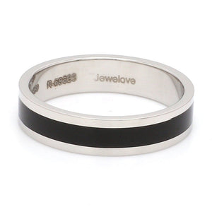 Jewelove™ Rings Men's band only Plain Platinum Ring with Black Enamel for Men JL PT 1118