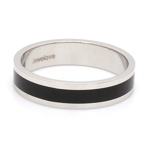 Jewelove™ Rings Men's band only Plain Platinum Ring with Black Enamel for Men JL PT 1118