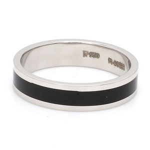 Jewelove™ Rings Men's band only Plain Platinum Ring with Black Enamel for Men JL PT 1118