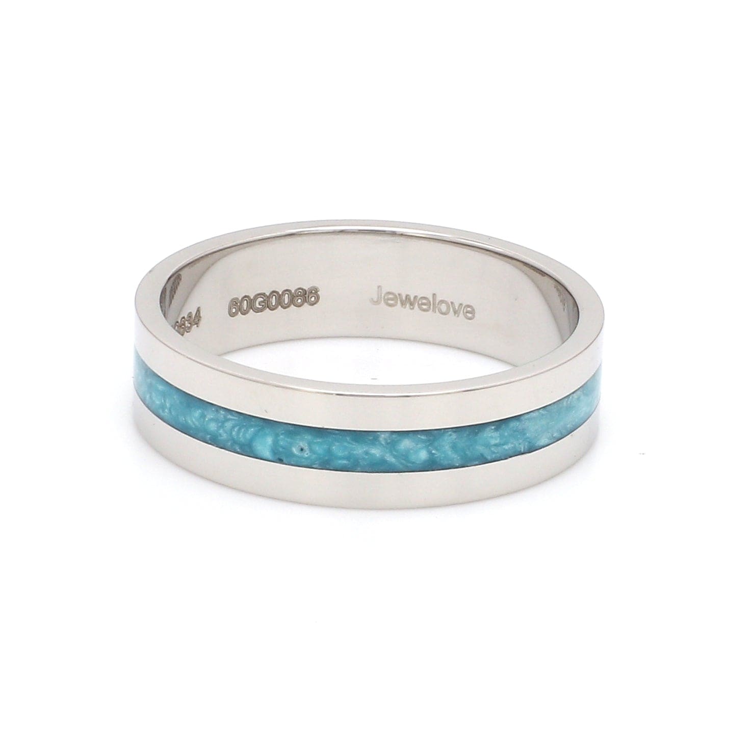 Jewelove™ Rings Men's band only Plain Platinum Ring with Blue Enamel for Men JL PT 1119