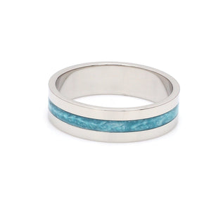 Jewelove™ Rings Men's band only Plain Platinum Ring with Blue Enamel for Men JL PT 1119