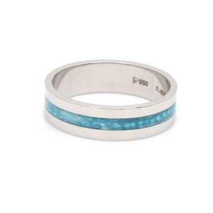 Jewelove™ Rings Men's band only Plain Platinum Ring with Blue Enamel for Men JL PT 1119