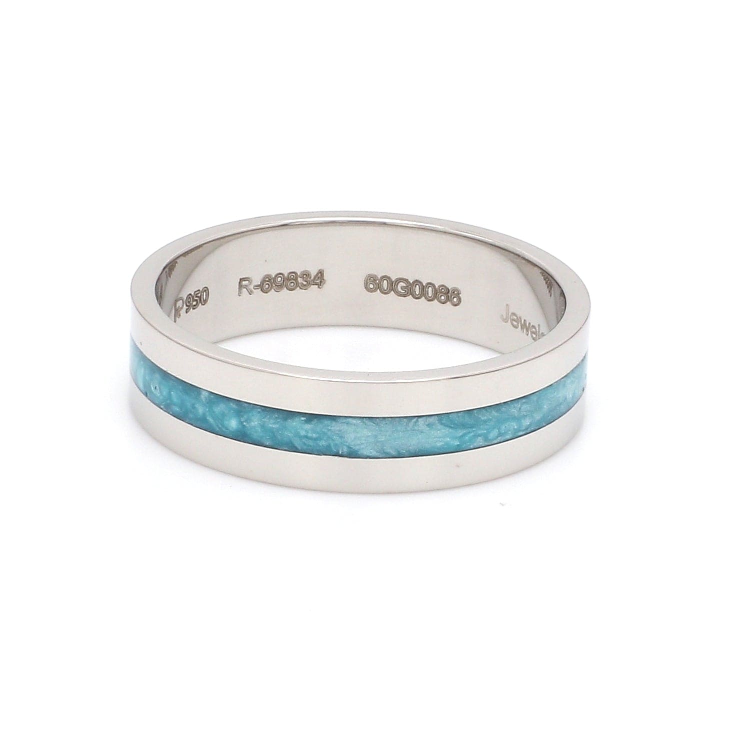 Jewelove™ Rings Men's band only Plain Platinum Ring with Blue Enamel for Men JL PT 1119