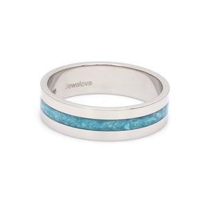 Jewelove™ Rings Men's band only Plain Platinum Ring with Blue Enamel for Men JL PT 1119