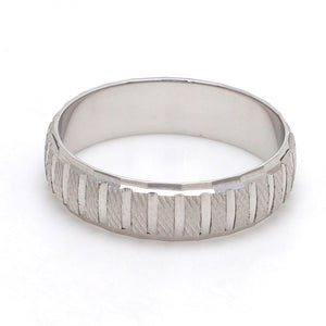 Back View of Plain Platinum Ring with Textured Blocks for Men JL PT 619