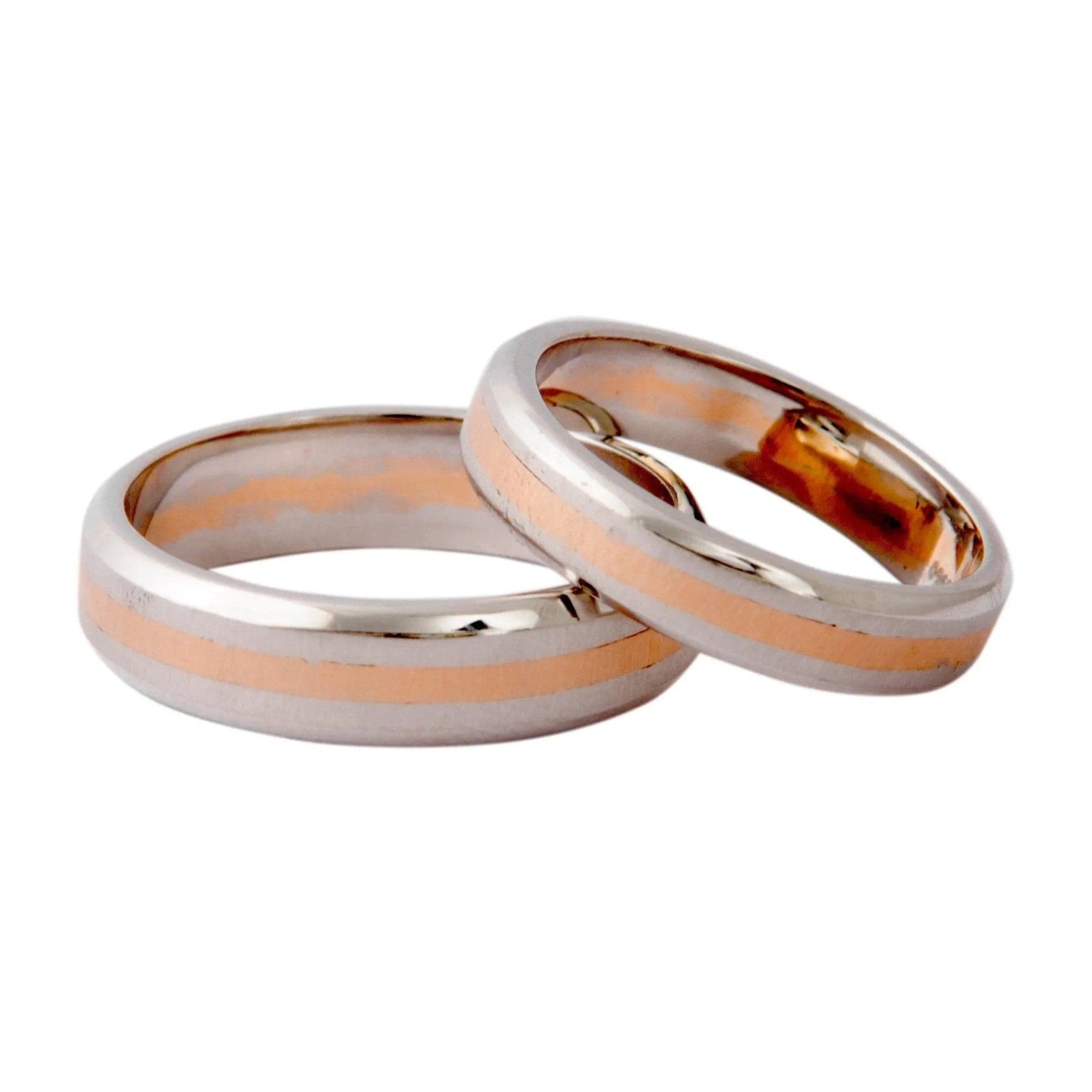 Jewelove™ Rings Plain Platinum & Rose Gold Couple Rings JL PT 402