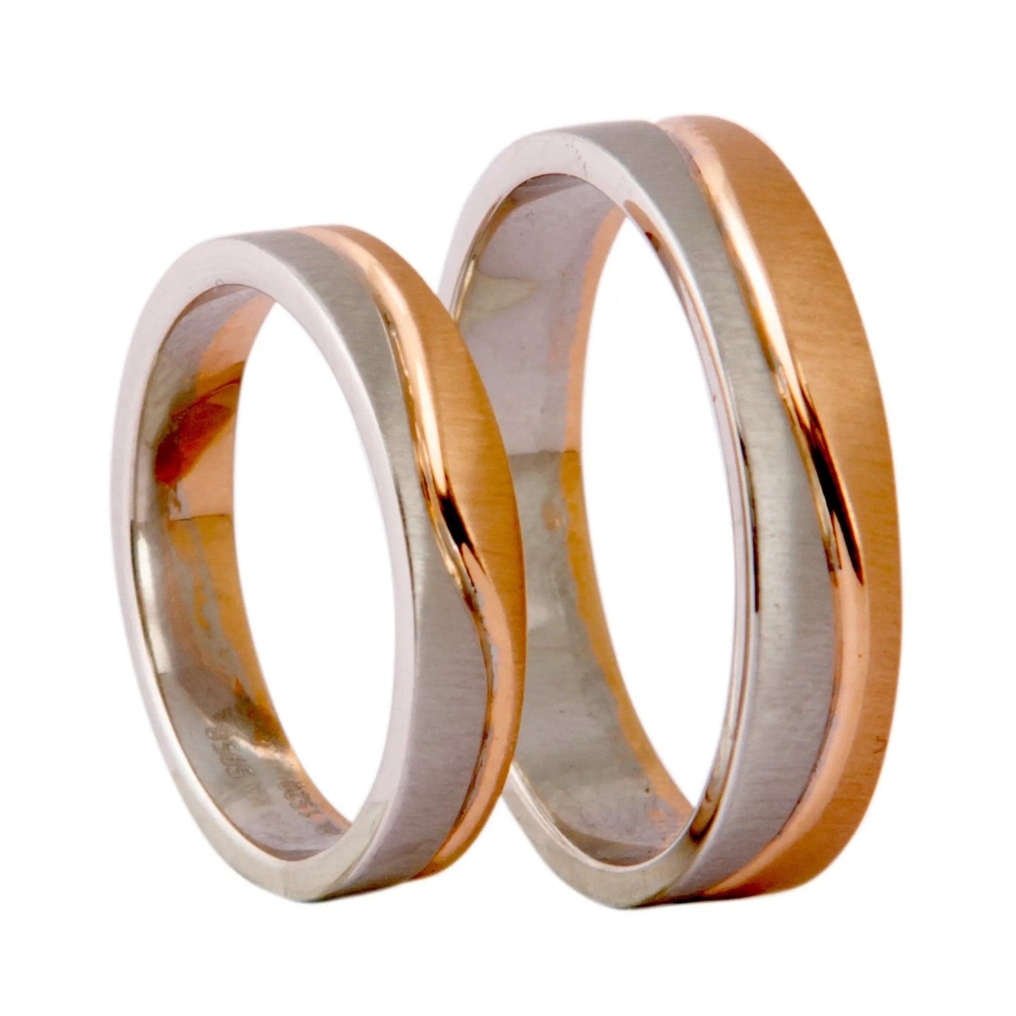 Jewelove™ Rings Plain Platinum & Rose Gold Couple Rings with a Wave JL PT 403