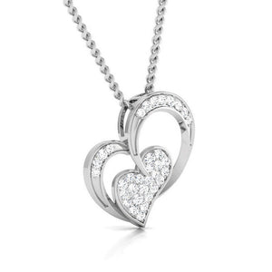 Front Side View of Platinum Love Pendant with Diamonds JL PT P 8089