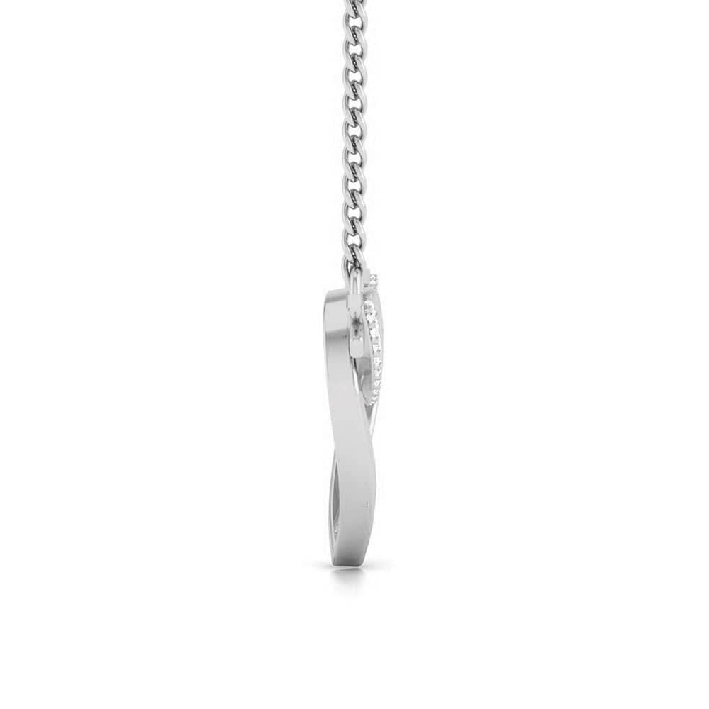 Side View of Platinum Heart Pendant with Diamonds JL PT P 8079