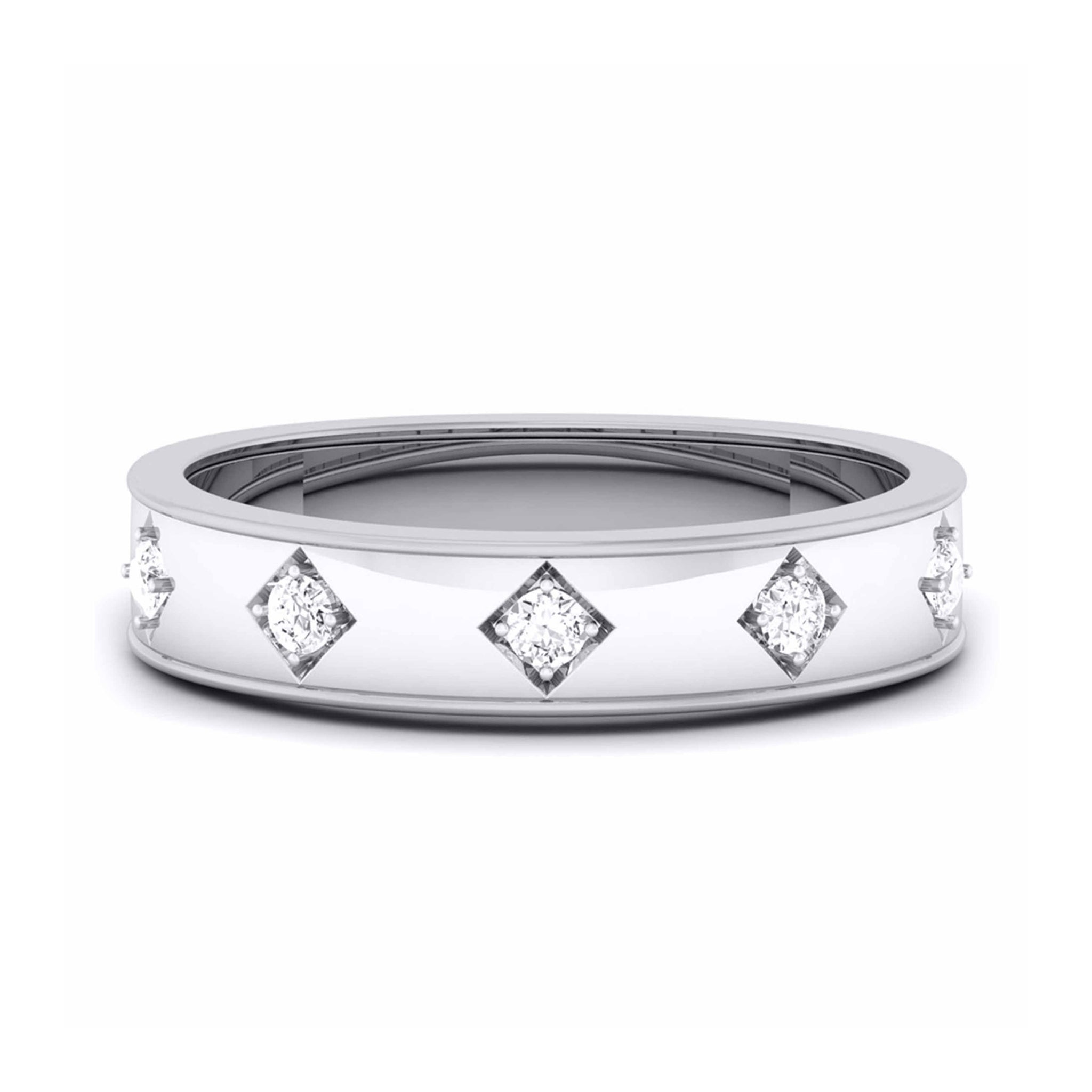 Jewelove™ Rings Platinum Band for Men with 5 Diamonds JL PT 5851