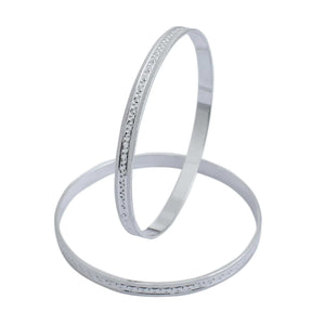 Jewelove™ Bangles & Bracelets Platinum Bangle for Women with Centre Lining of Diamond Cutting JL PTB 624