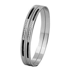 Jewelove™ Bangles & Bracelets Platinum Bangle with Diamond Cut and Black Rhodium SJ PTB 318