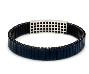 Jewelove™ Bangles & Bracelets Platinum Blue Band Bracelet for Men - Flexible JL PTB 1216