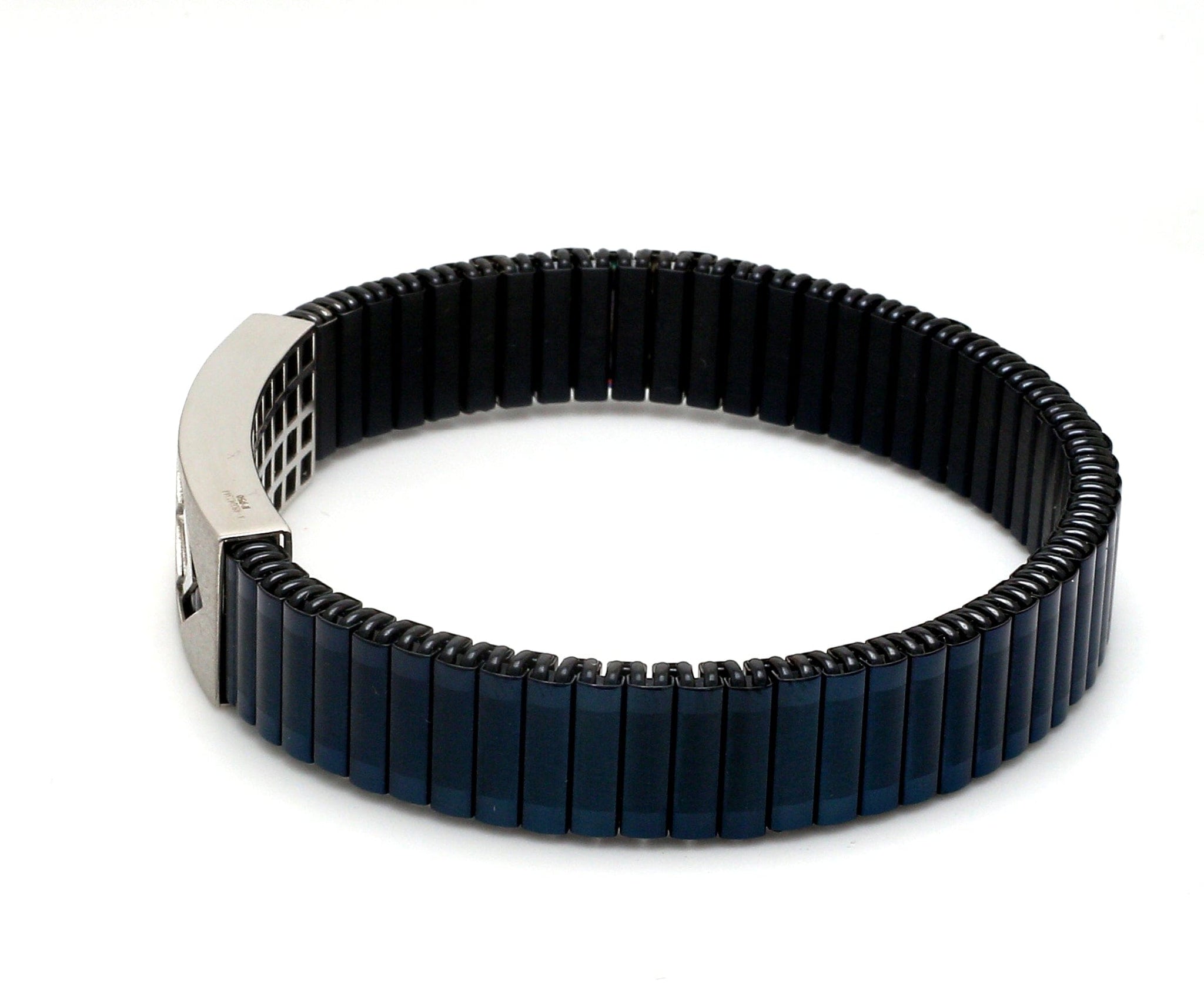 Jewelove™ Bangles & Bracelets Platinum Blue Band Bracelet for Men - Flexible JL PTB 1216