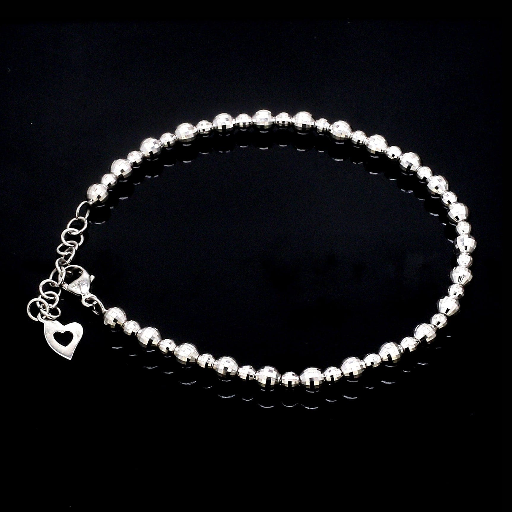 Jewelove™ Bangles & Bracelets 6.5 inches Platinum Bracelet with Diamond Cut Balls JL PTB 656