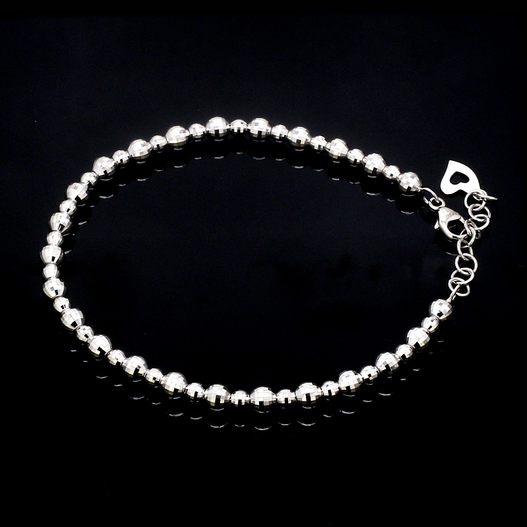 Jewelove™ Bangles & Bracelets 6.5 inches Platinum Bracelet with Diamond Cut Balls JL PTB 656