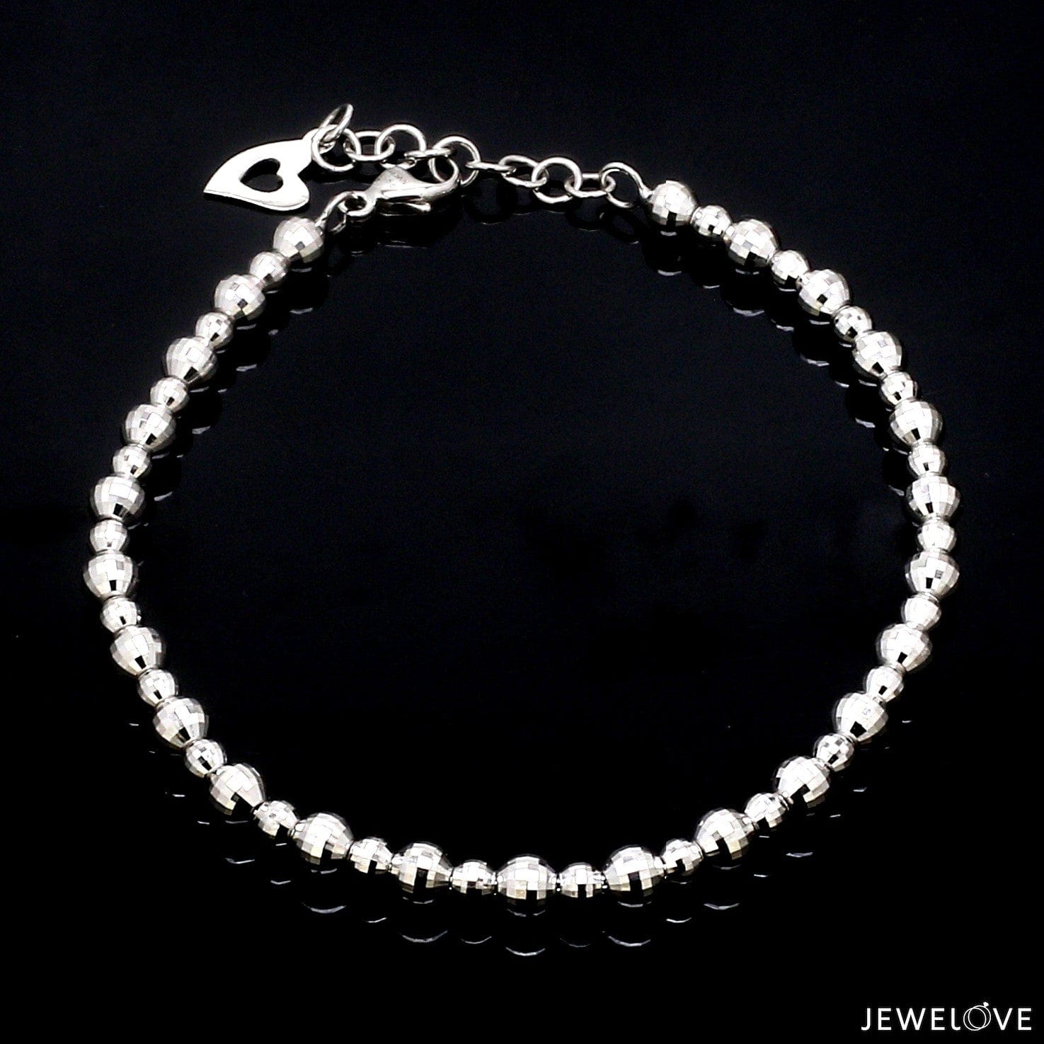 Jewelove™ Bangles & Bracelets 6.5 inches Platinum Bracelet with Diamond Cut Balls JL PTB 656