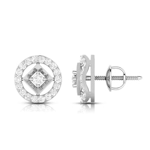 Jewelove™ Earrings Platinum Circle Earrings with Diamonds for Women JL PT E ST 2101