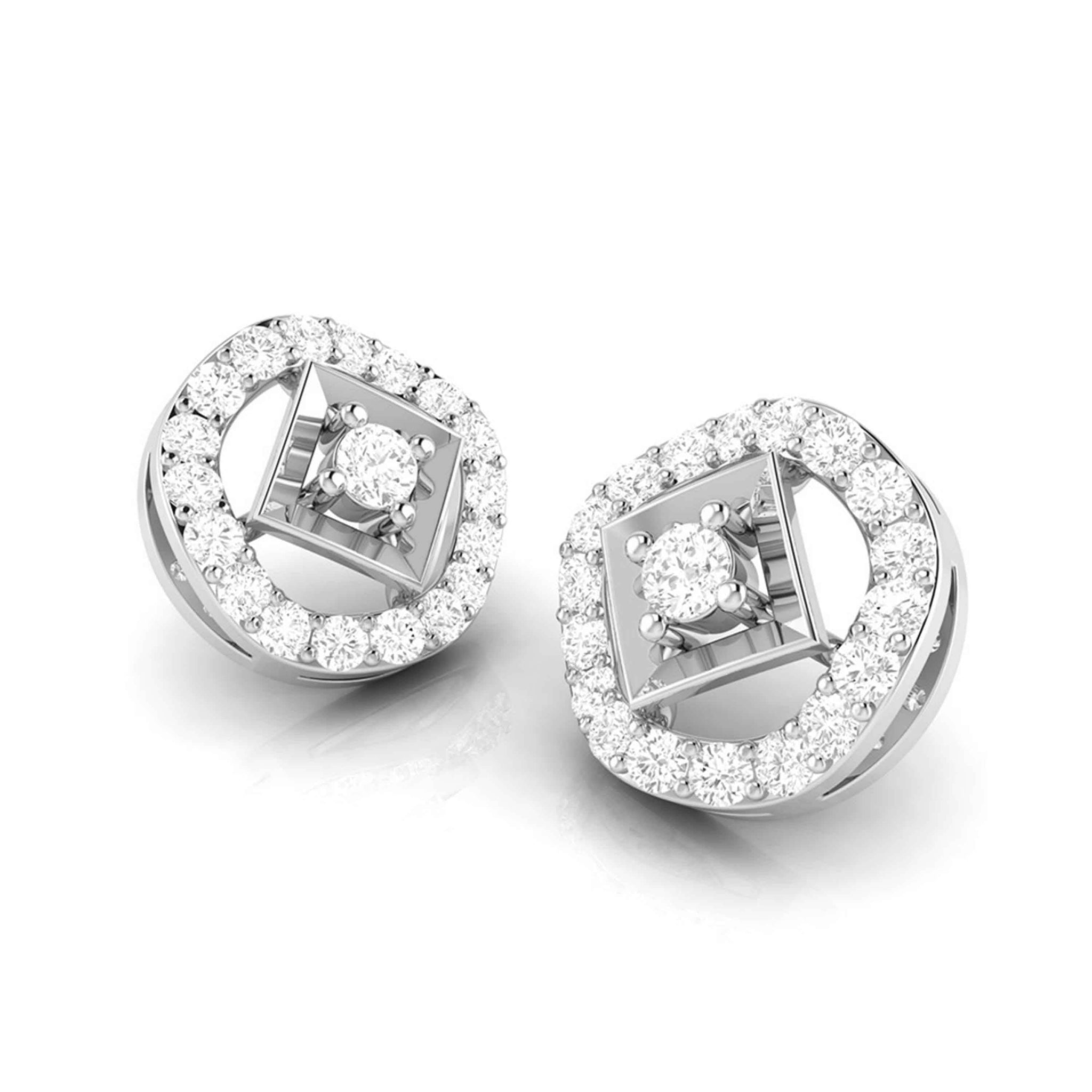 Jewelove™ Earrings Platinum Circle Earrings with Diamonds for Women JL PT E ST 2101