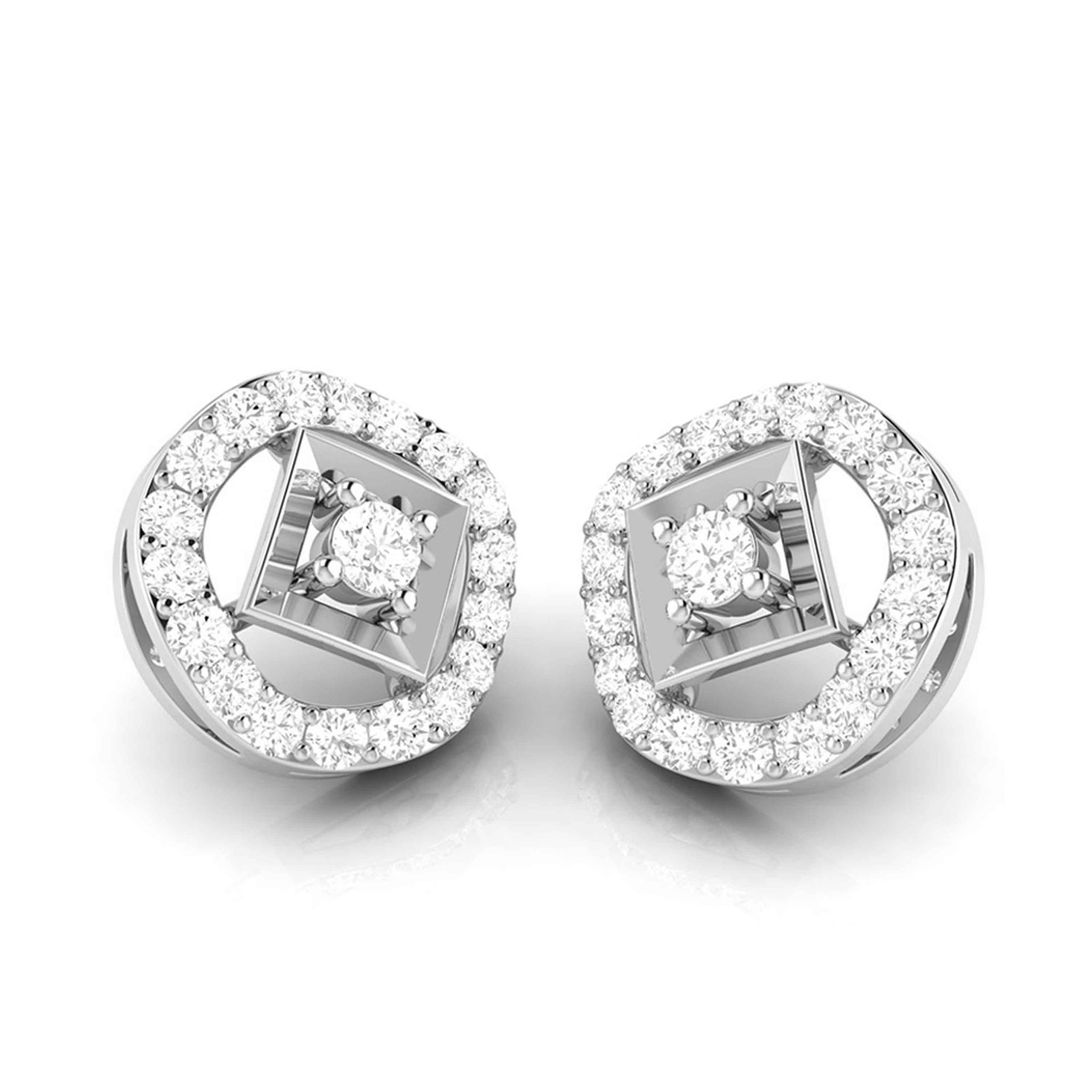 Jewelove™ Earrings Platinum Circle Earrings with Diamonds for Women JL PT E ST 2101