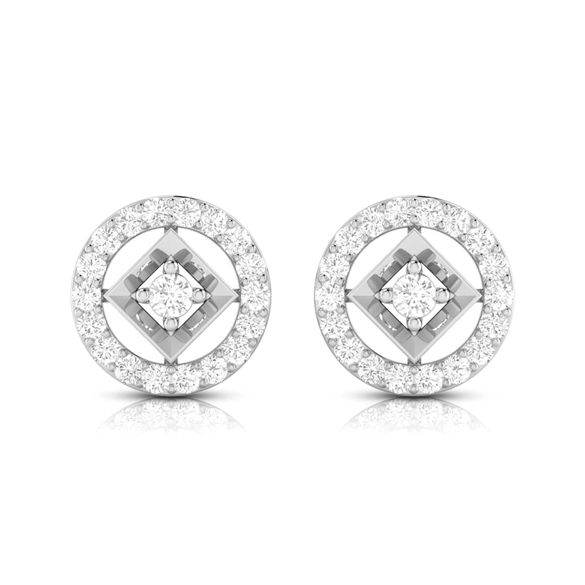 Jewelove™ Earrings SI IJ Platinum Circle Earrings with Diamonds for Women JL PT E ST 2101