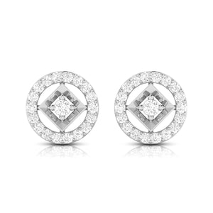 Jewelove™ Earrings SI IJ Platinum Circle Earrings with Diamonds for Women JL PT E ST 2101