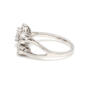 Jewelove™ Rings Women's Band only Platinum Cocktail Engagement Ring with Oval Cut Solitaire-Look for Women JL PT 1008