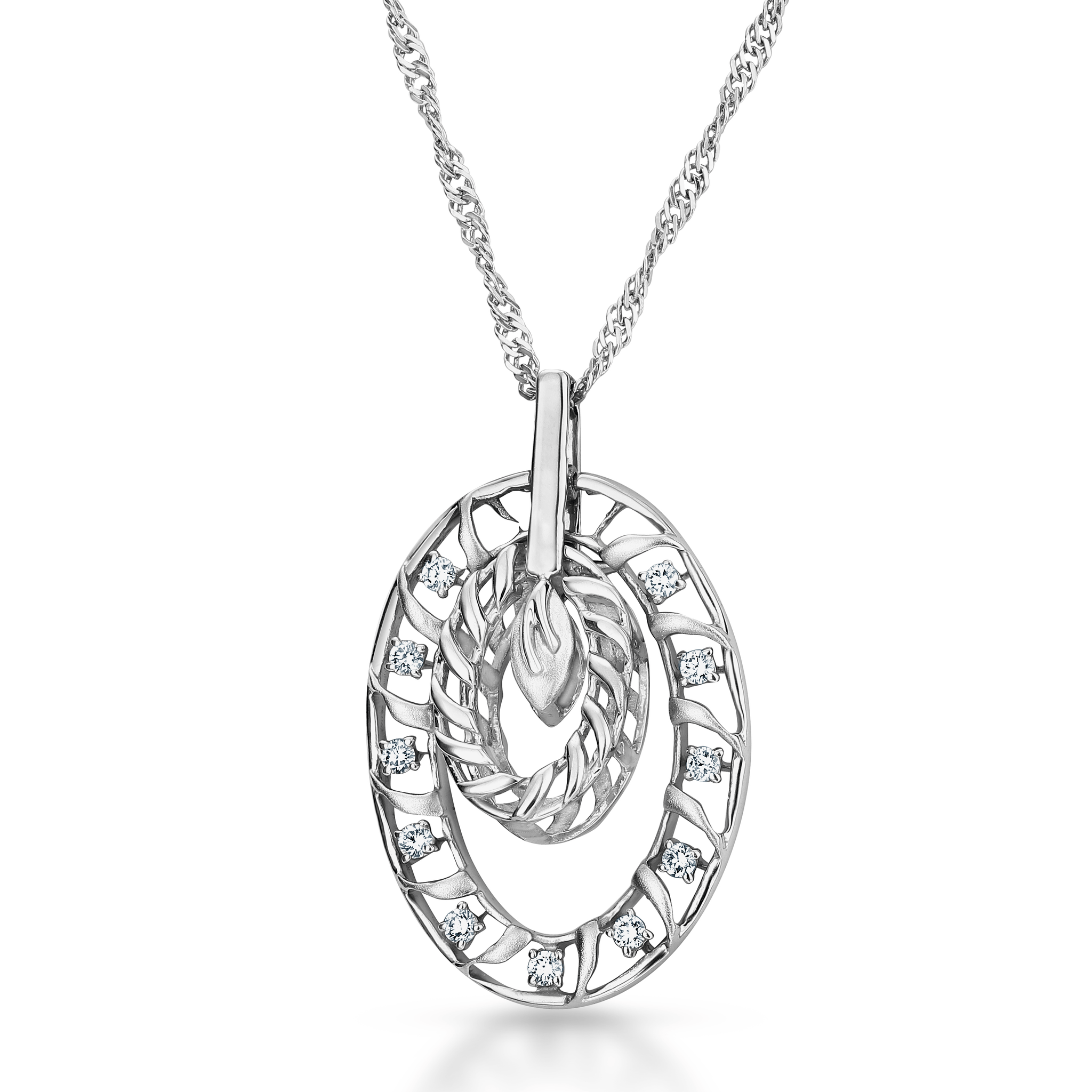 Jewelove™ Pendants SI IJ Platinum Concentric Rings Diamond Pendant JL PT P 227