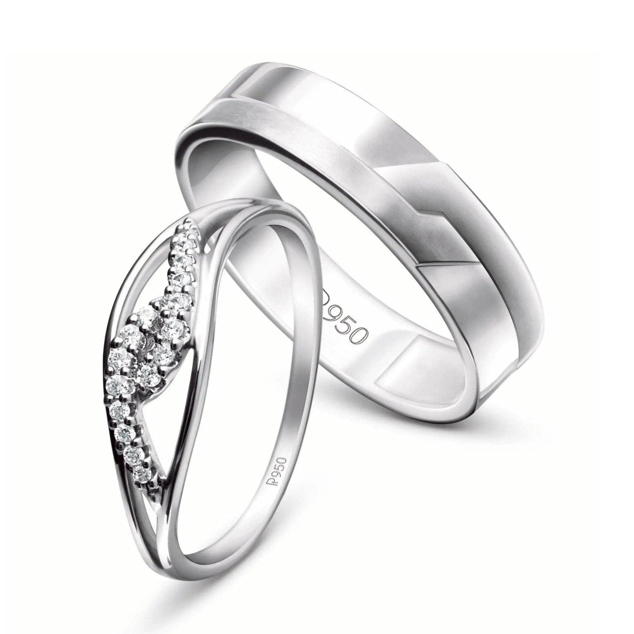 Jewelove™ Rings Platinum Couple Rings - Bonded Forever JL PT 455