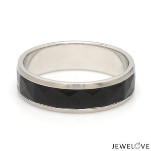 Jewelove™ Rings Men's Band only Platinum Couple Rings with Black Ceramic JL PT 1330