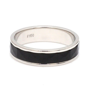 Jewelove™ Rings Women's Band only Platinum Couple Rings with Black Ceramic JL PT 1330